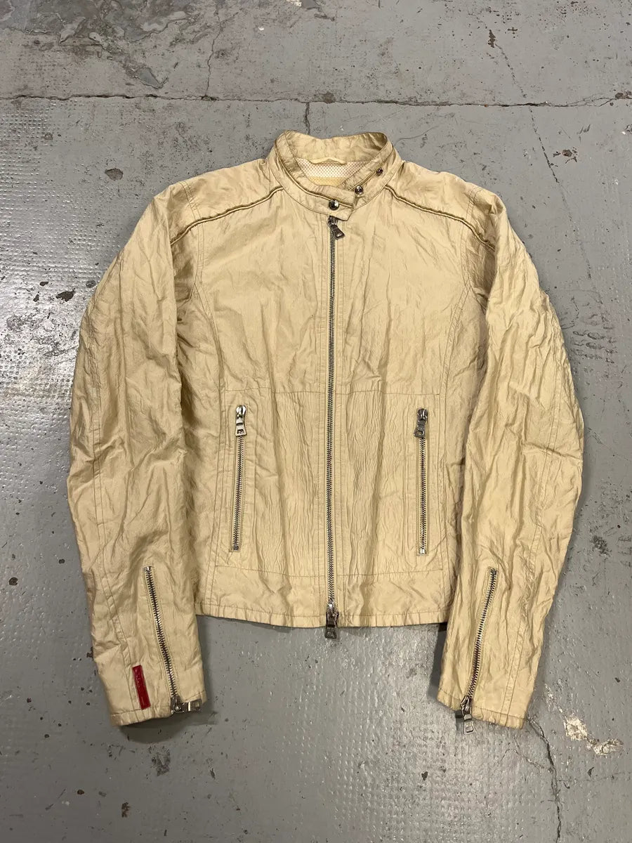 SS2005 Prada Technical Beige Nylon Linea Rossa Jacket fANbcLI 0