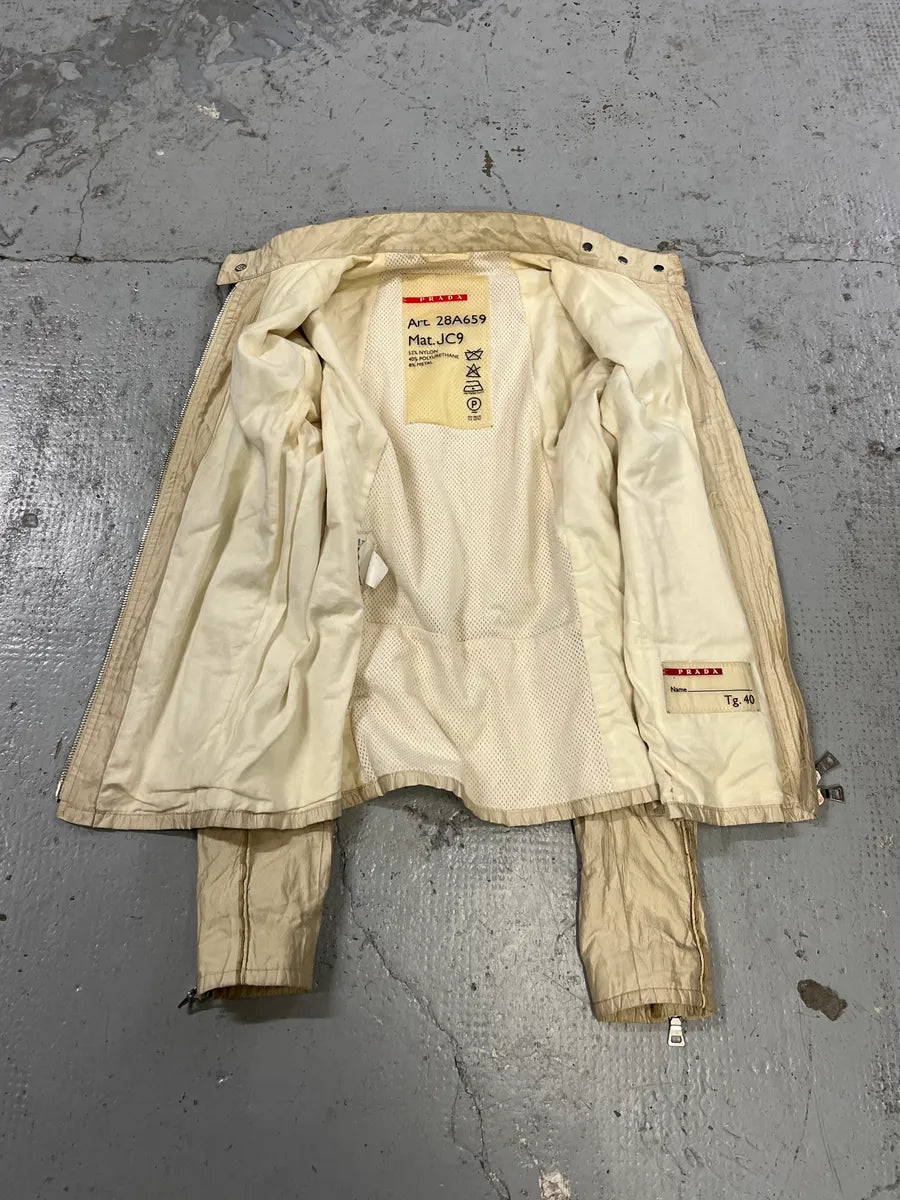 SS2005 Prada Technical Beige Nylon Linea Rossa Jacket fANbcLI 8