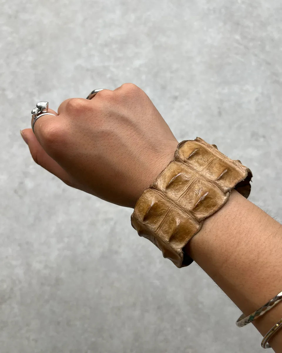 SS2005 Roberto Cavalli Beige Crocodile Bracelet  BQxsbPA 0