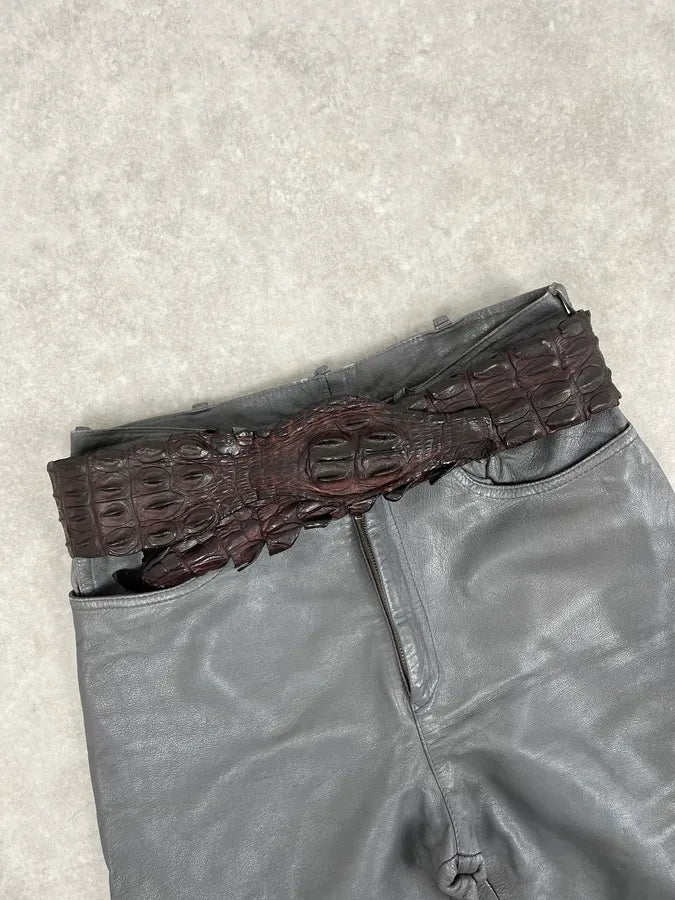 SS2005 Roberto Cavalli Brown Corcodile Leather Belt OliCOOW 0