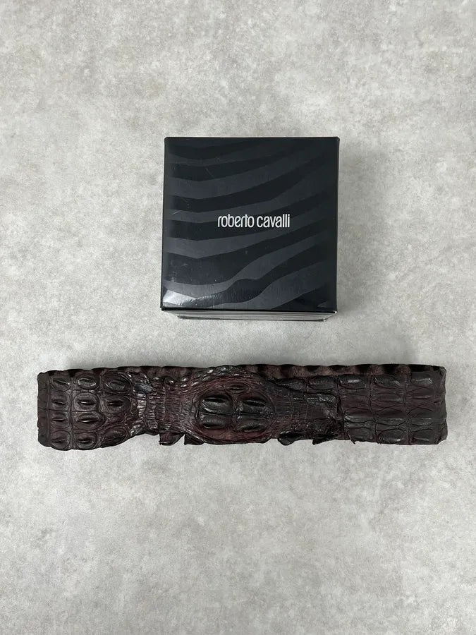 SS2005 Roberto Cavalli Brown Corcodile Leather Belt OliCOOW 2