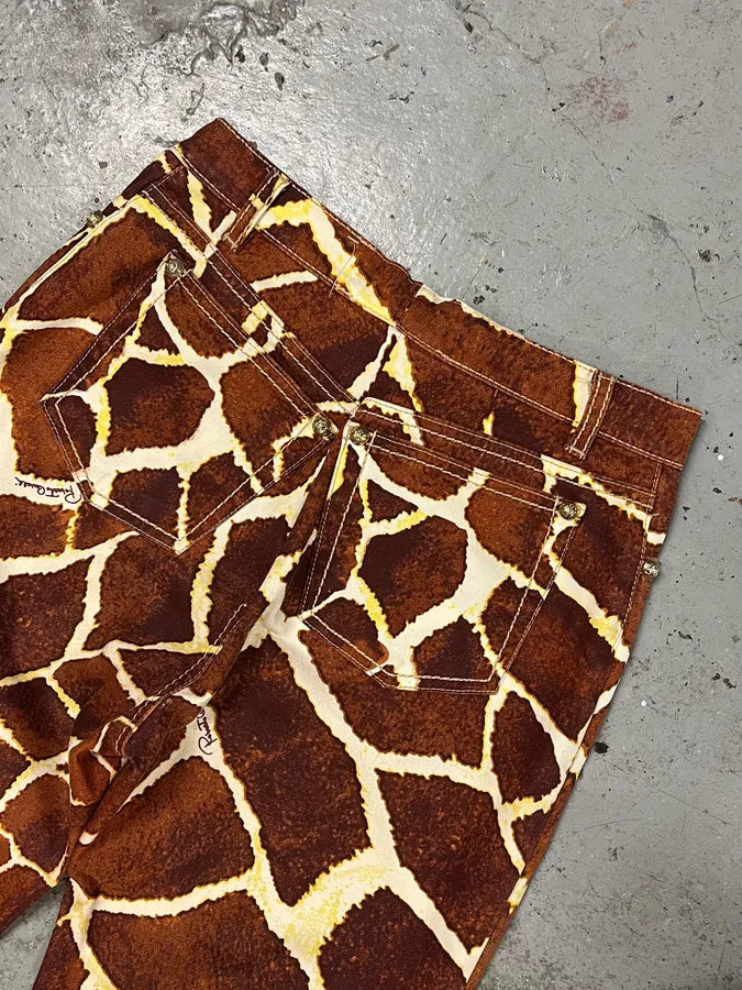 SS2005 Roberto Cavalli Cow Print Effect Brown Pants FwfXDDT 8