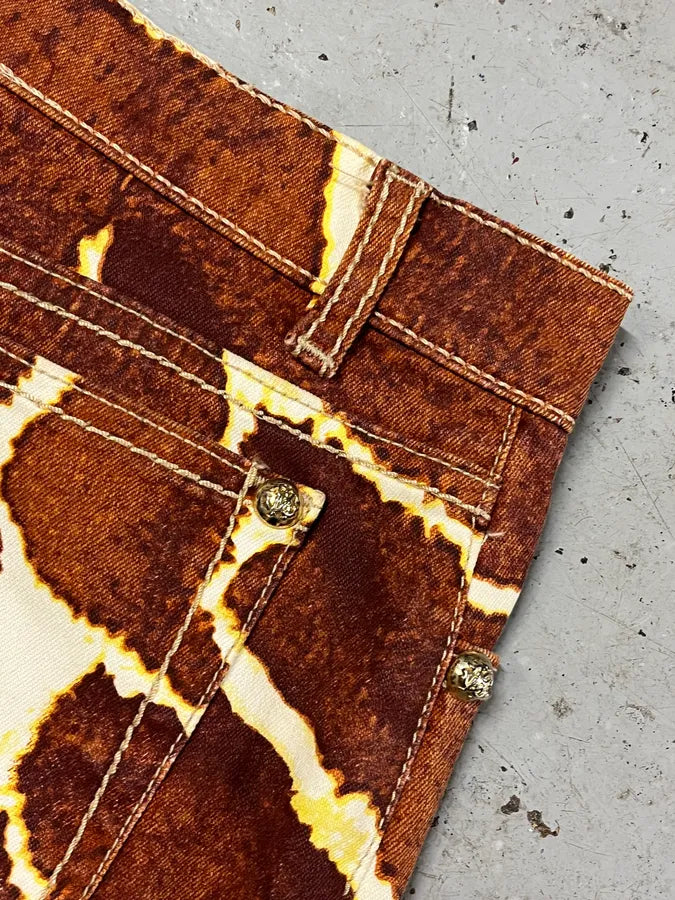 SS2005 Roberto Cavalli Cow Print Effect Brown Pants FwfXDDT 13