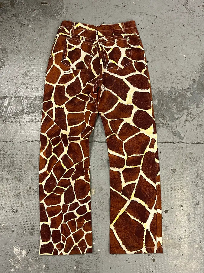 SS2005 Roberto Cavalli Cow Print Effect Brown Pants FwfXDDT 6