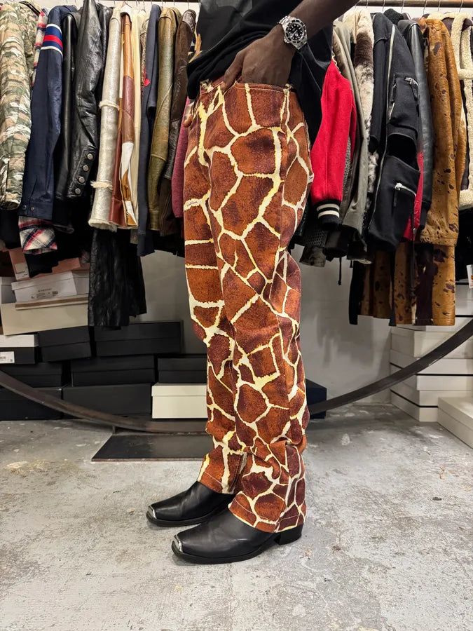 SS2005 Roberto Cavalli Cow Print Effect Brown Pants FwfXDDT 2