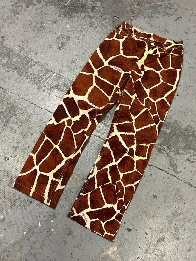 SS2005 Roberto Cavalli Cow Print Effect Brown Pants FwfXDDT 4
