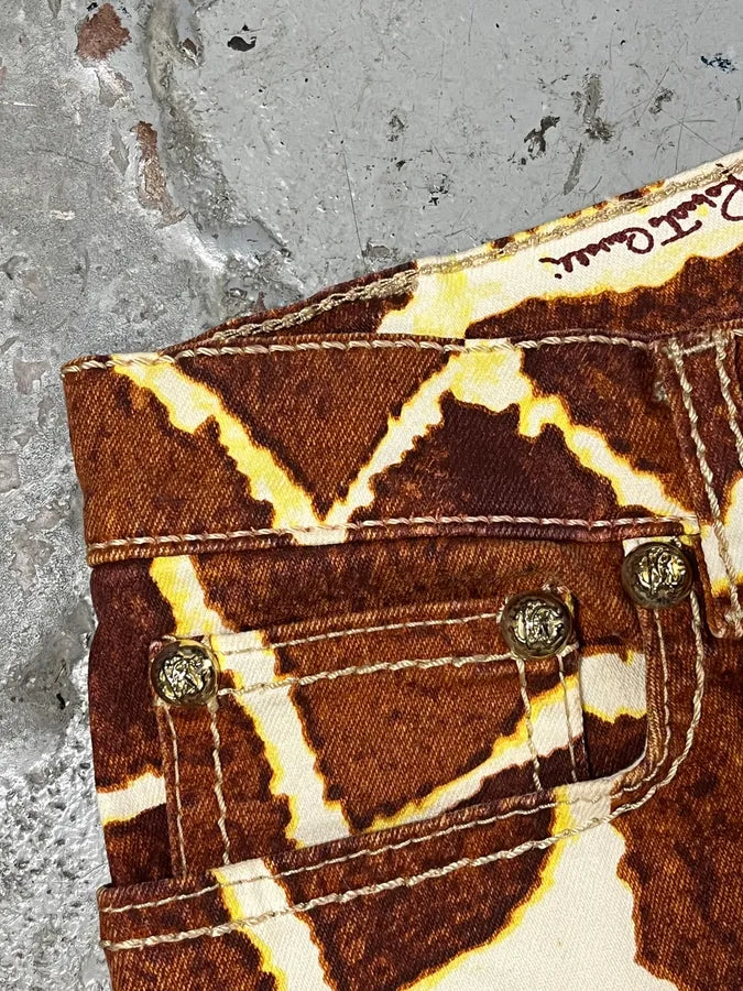 SS2005 Roberto Cavalli Cow Print Effect Brown Pants FwfXDDT 10