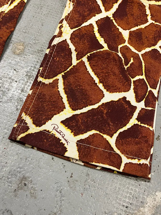 SS2005 Roberto Cavalli Cow Print Effect Brown Pants FwfXDDT 7