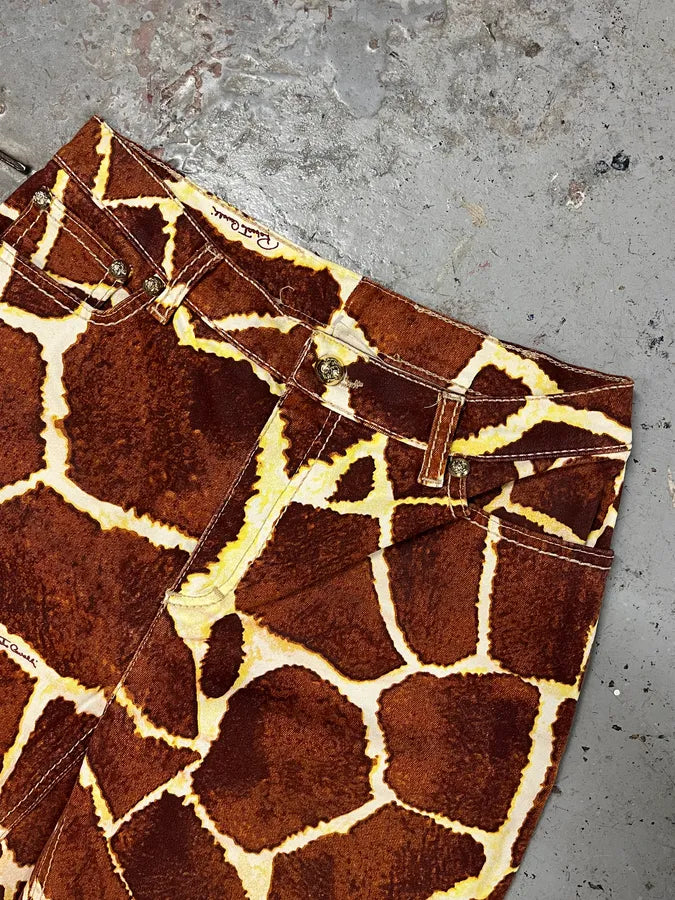 SS2005 Roberto Cavalli Cow Print Effect Brown Pants FwfXDDT 5