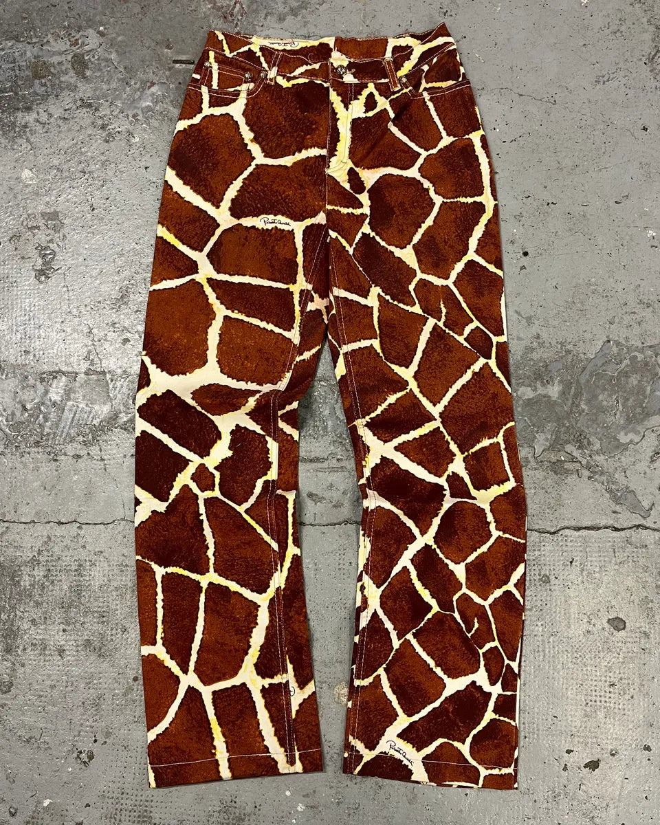 SS2005 Roberto Cavalli Cow Print Effect Brown Pants FwfXDDT 0