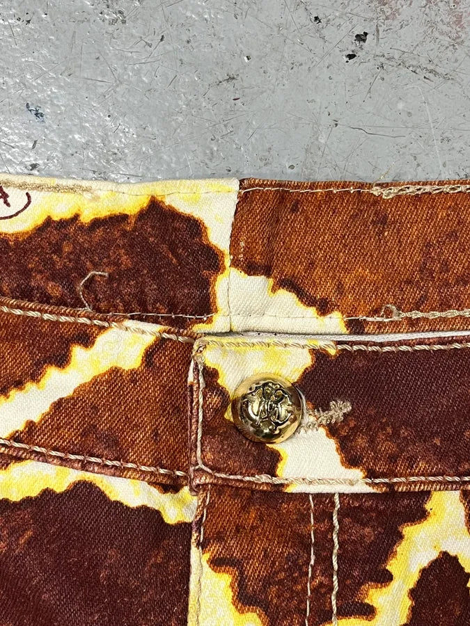 SS2005 Roberto Cavalli Cow Print Effect Brown Pants FwfXDDT 9