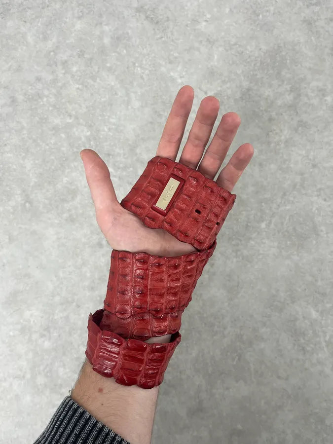 SS2005 Roberto Cavalli Pink Crocodile Leather Belt BXVzvCO 0