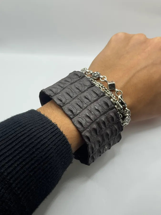 SS2005 Roberto Cavalli Raw Crocodile Leather Bracelet pDtNhJI 1