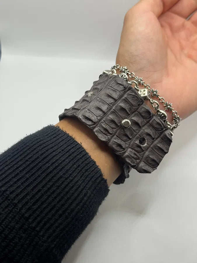 SS2005 Roberto Cavalli Raw Crocodile Leather Bracelet pDtNhJI 3