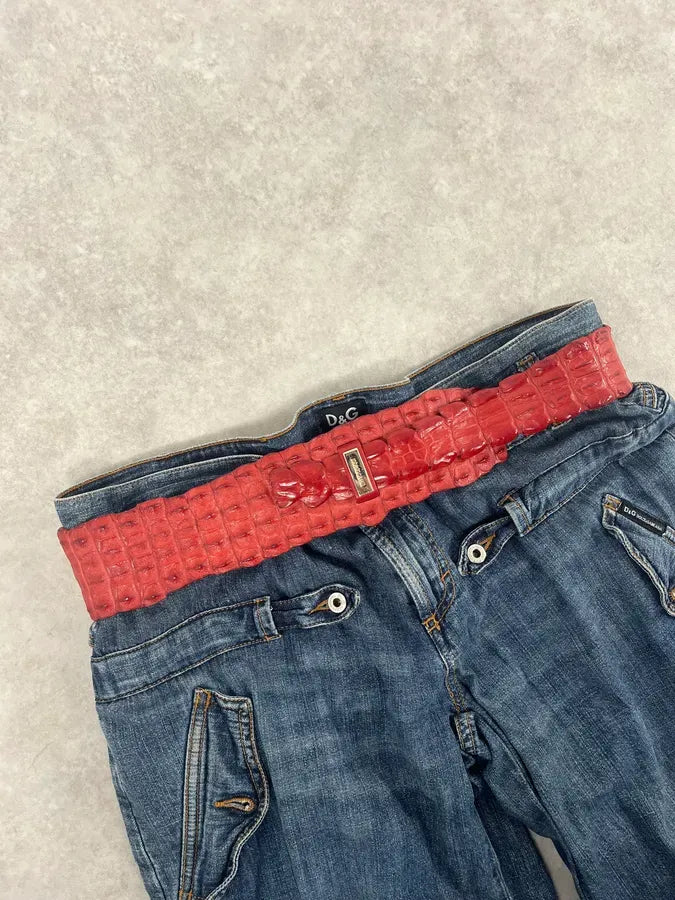 SS2005 Roberto Cavalli Red Crocodile Leather Belt BXVzvCO 1