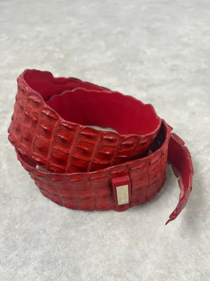SS2005 Roberto Cavalli Red Crocodile Leather Belt BXVzvCO 2