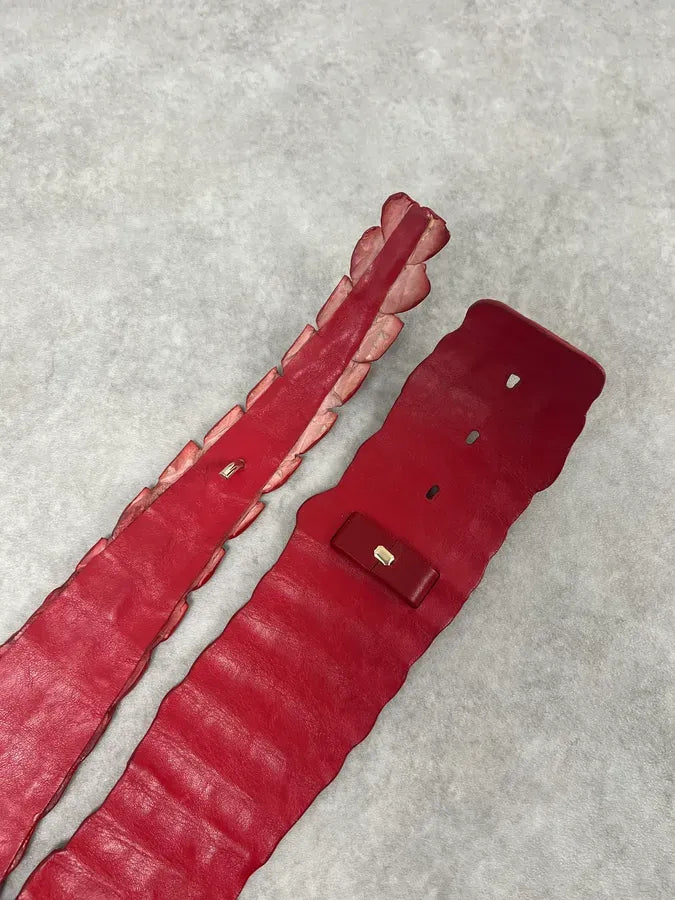 SS2005 Roberto Cavalli Red Crocodile Leather Belt BXVzvCO 4
