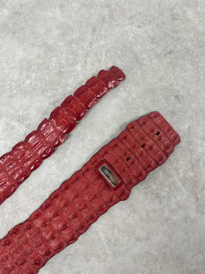 SS2005 Roberto Cavalli Red Crocodile Leather Belt BXVzvCO 5