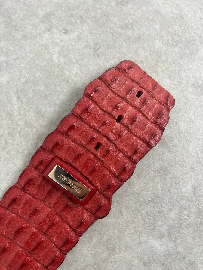 SS2005 Roberto Cavalli Red Crocodile Leather Belt BXVzvCO 6
