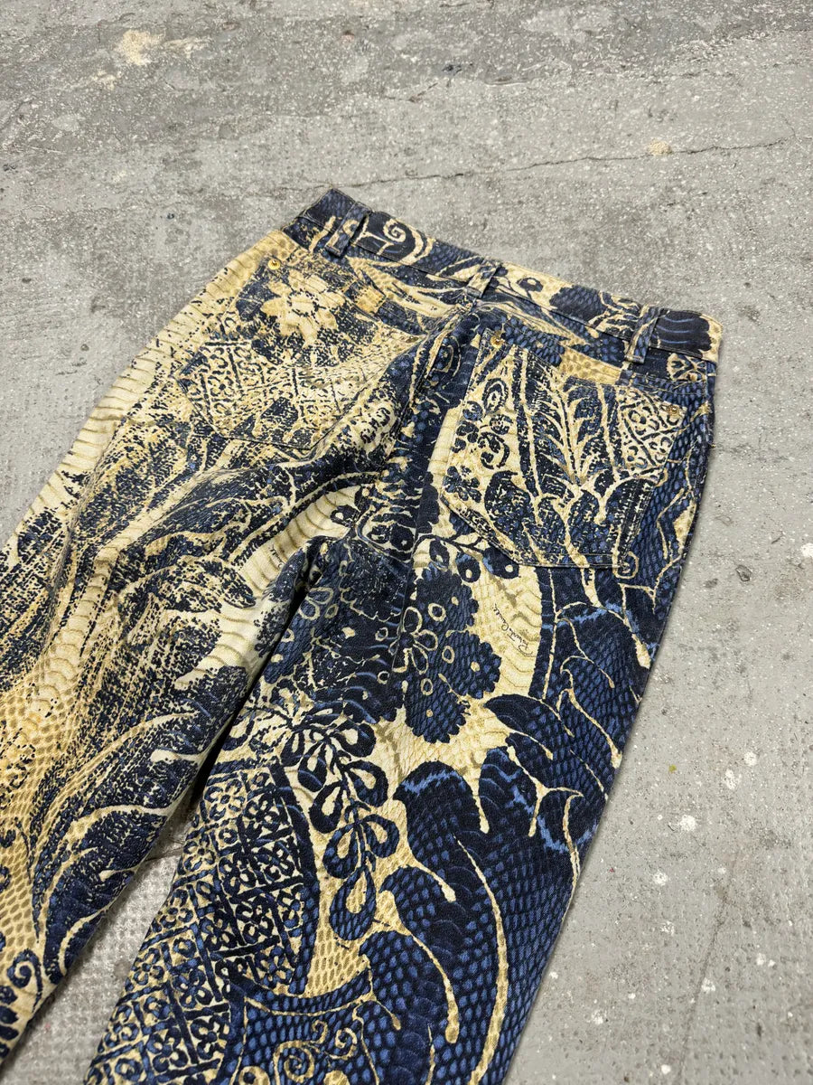SS2005 Roberto Cavalli Royal Blue Patterned Medieval Azur Pants (XS/S) 2