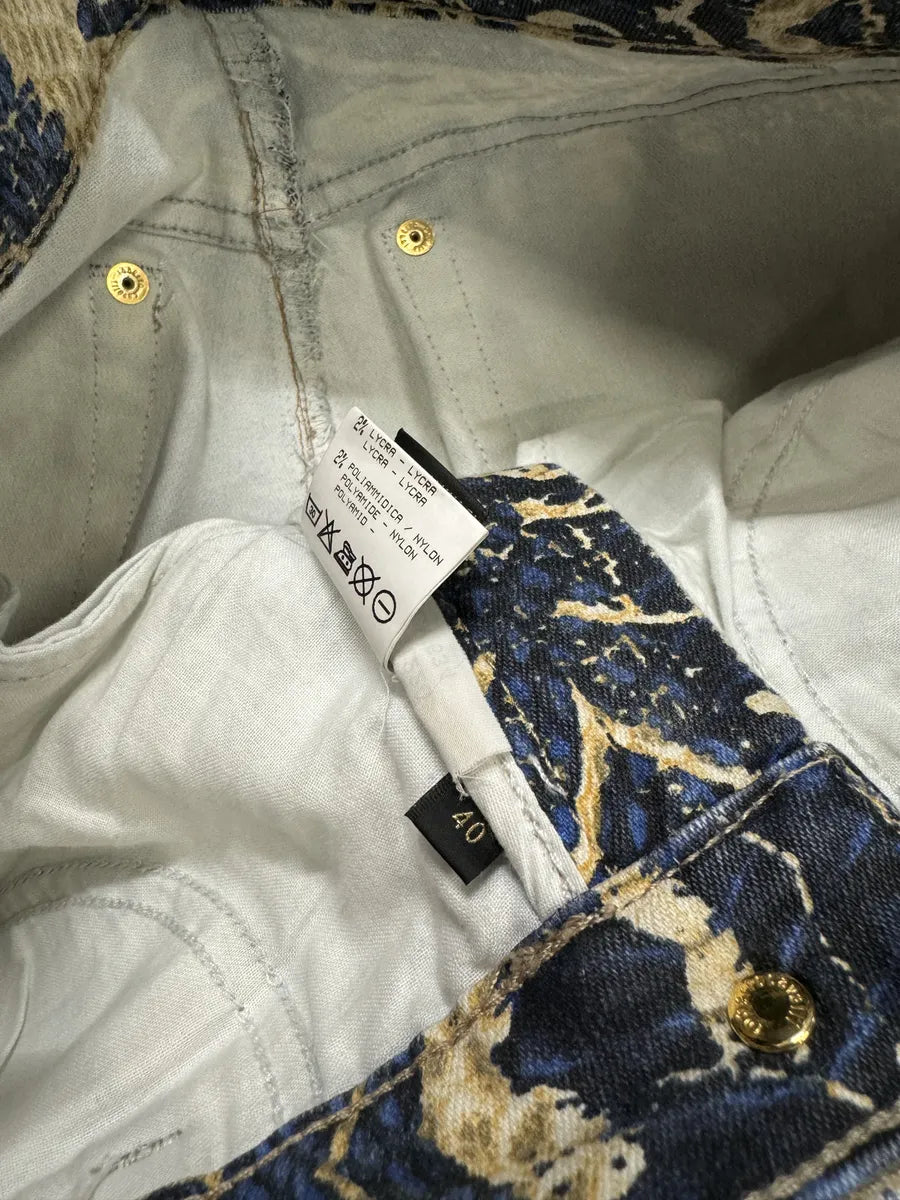 SS2005 Roberto Cavalli Royal Blue Patterned Medieval Azur Pants (XS/S) 6