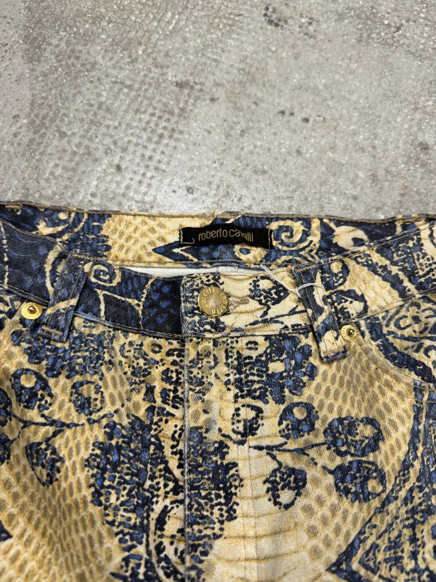 SS2005 Roberto Cavalli Royal Blue Patterned Medieval Azur Pants (XS/S) 7