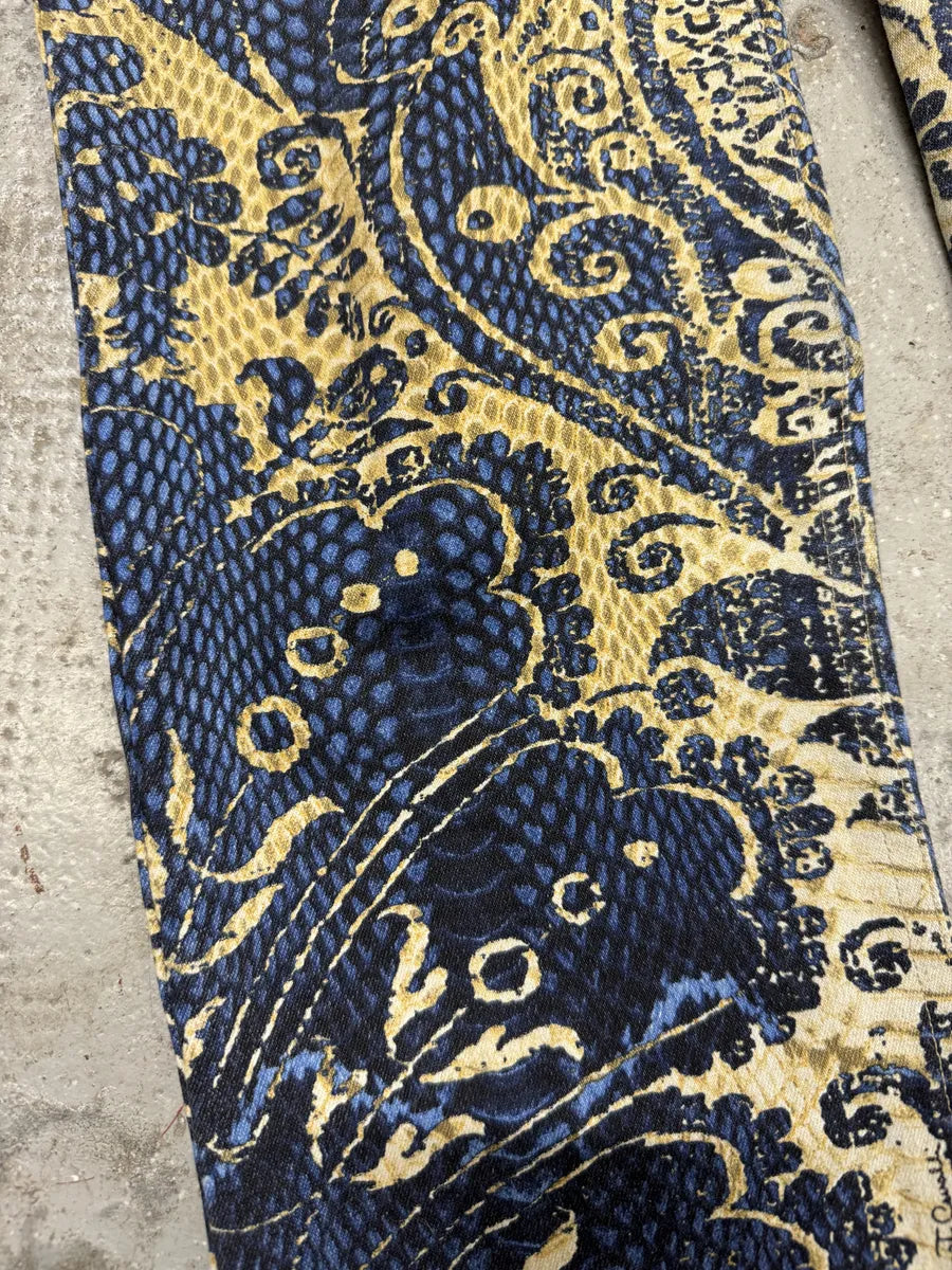 SS2005 Roberto Cavalli Royal Blue Patterned Medieval Azur Pants (XS/S) 9