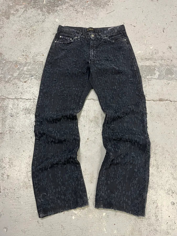 SS2005 Versace Black Distressed Effect Denim Jeans DadUTdB 0