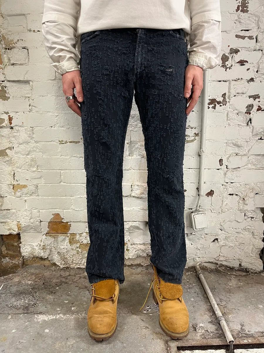 SS2005 Versace Black Distressed Effect Denim Jeans DadUTdB 1