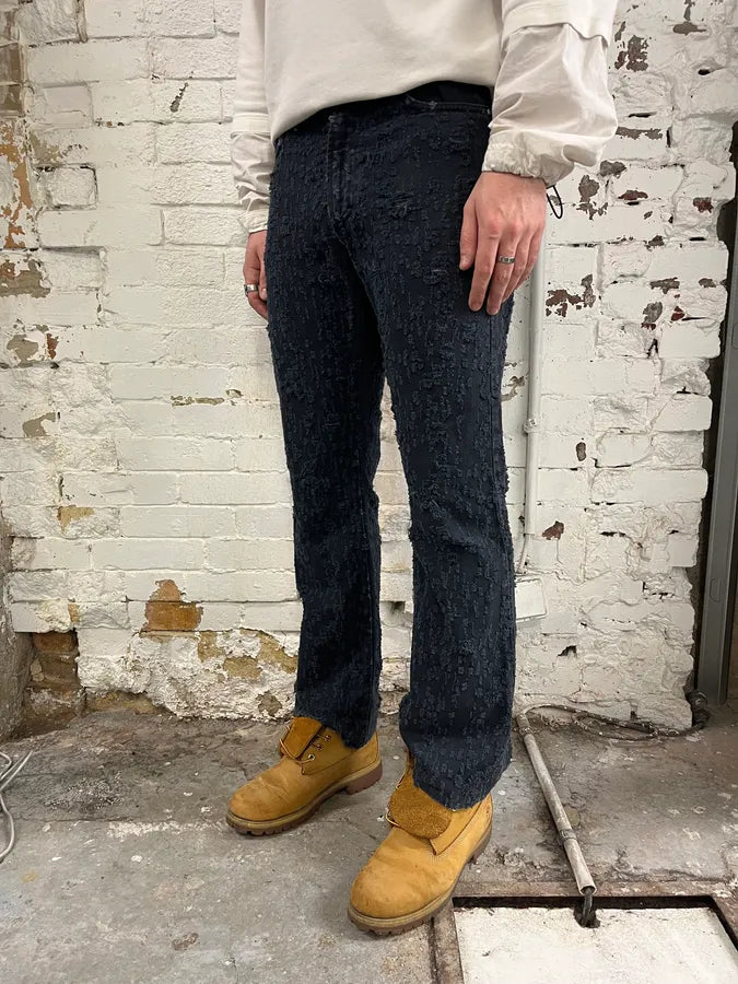 SS2005 Versace Black Distressed Effect Denim Jeans DadUTdB 2