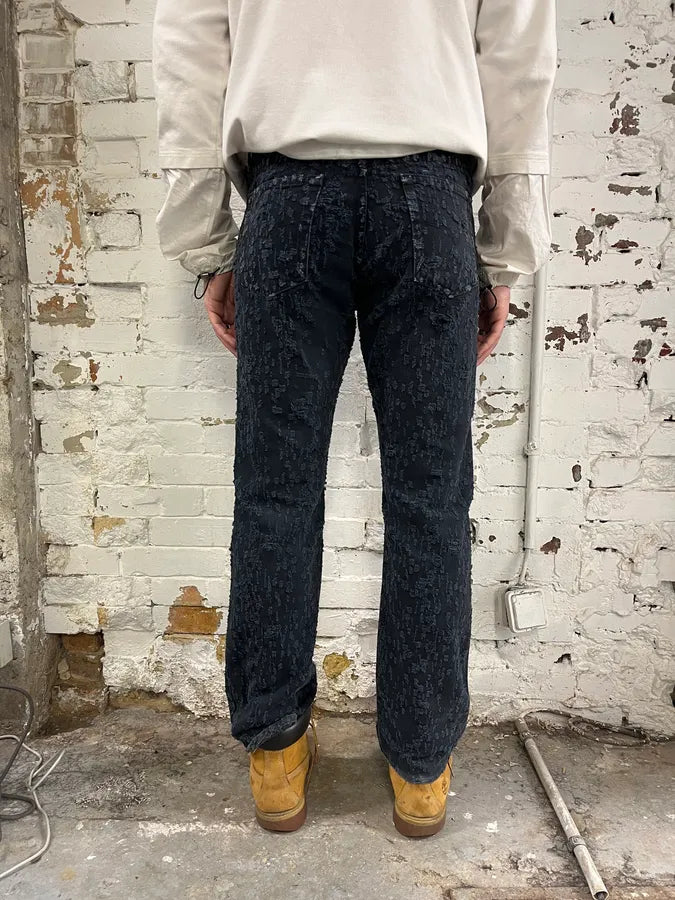 SS2005 Versace Black Distressed Effect Denim Jeans DadUTdB 3