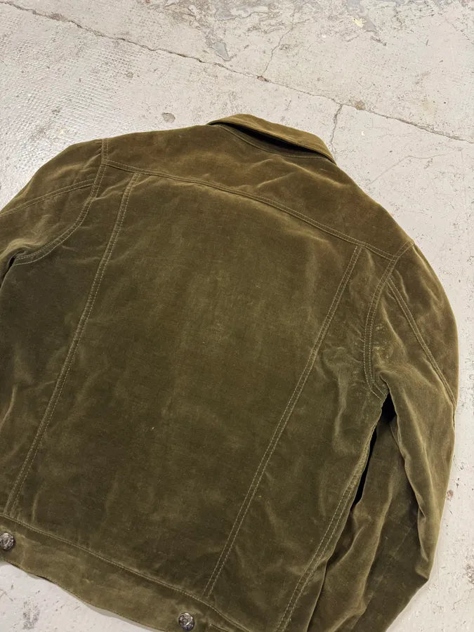SS2005 Yves Saint Laurent Khaki Velvet Trucker Jacket EyBfqZY 5