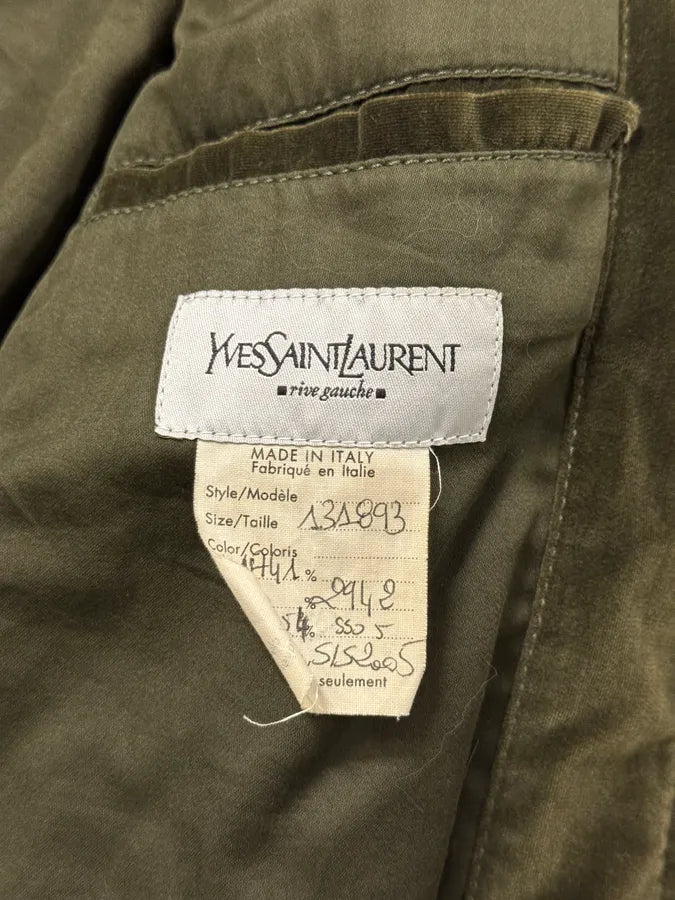 SS2005 Yves Saint Laurent Khaki Velvet Trucker Jacket EyBfqZY 7