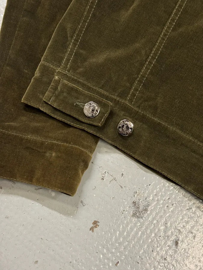 SS2005 Yves Saint Laurent Khaki Velvet Trucker Jacket EyBfqZY 8