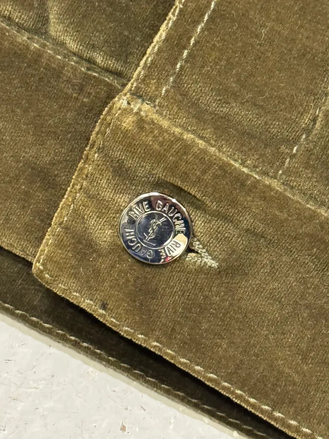 SS2005 Yves Saint Laurent Khaki Velvet Trucker Jacket EyBfqZY 9