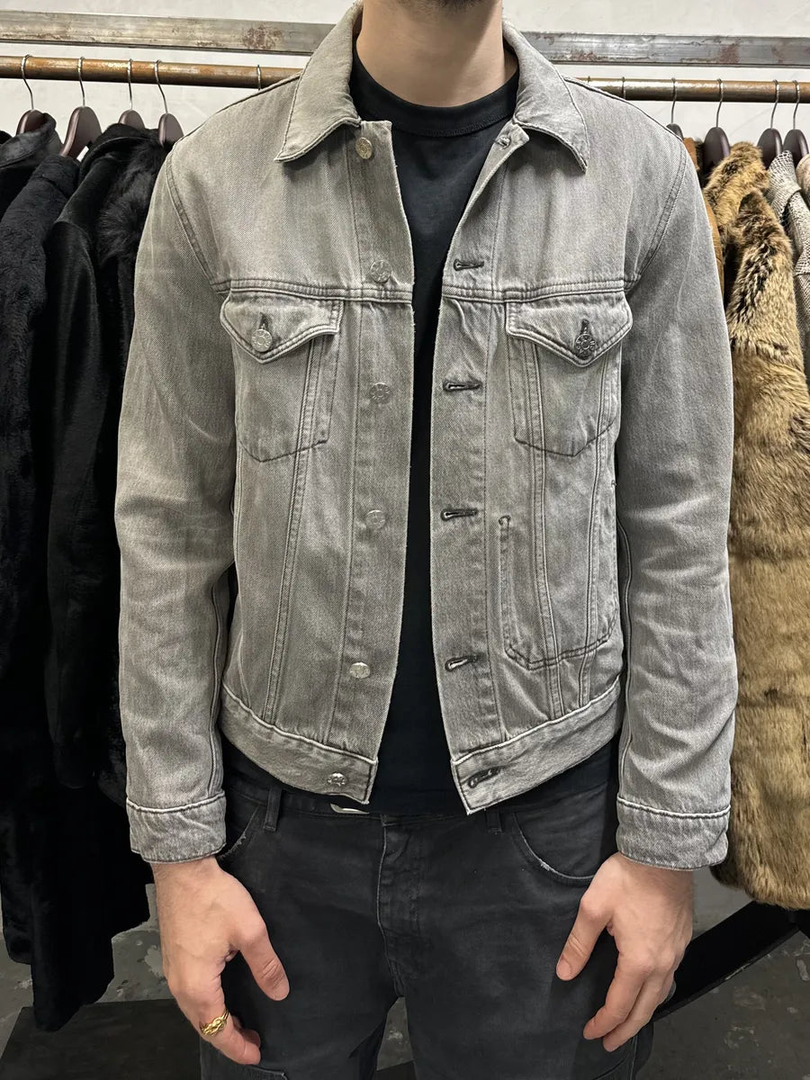 SS2006 Acne Studios Grey Distressed Denim Jacket (M) DIbGcZO 1