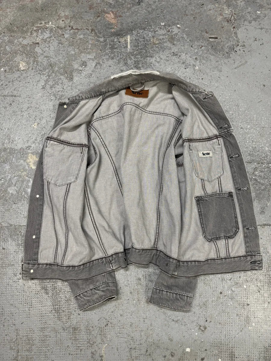 SS2006 Acne Studios Grey Distressed Denim Jacket (M) DIbGcZO 7