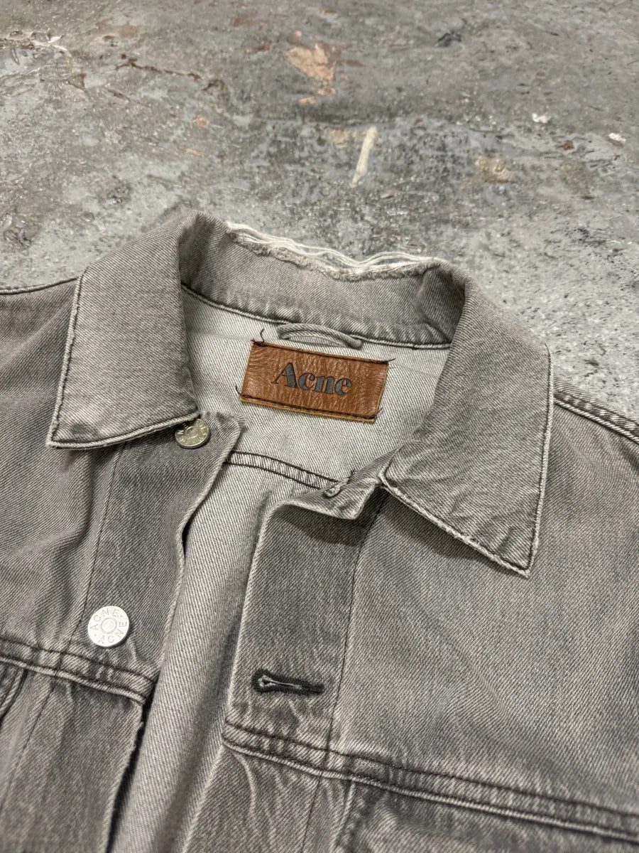 SS2006 Acne Studios Grey Distressed Denim Jacket (M) DIbGcZO 9