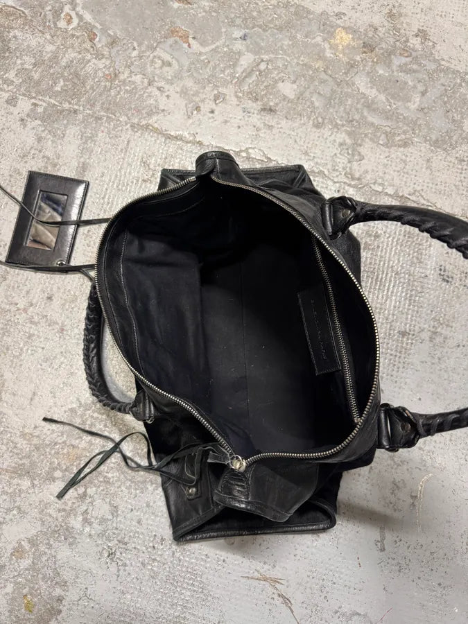 SS2006 Balenciaga City Black Pony Hair Leather Handle Bag ICzCcVV 11