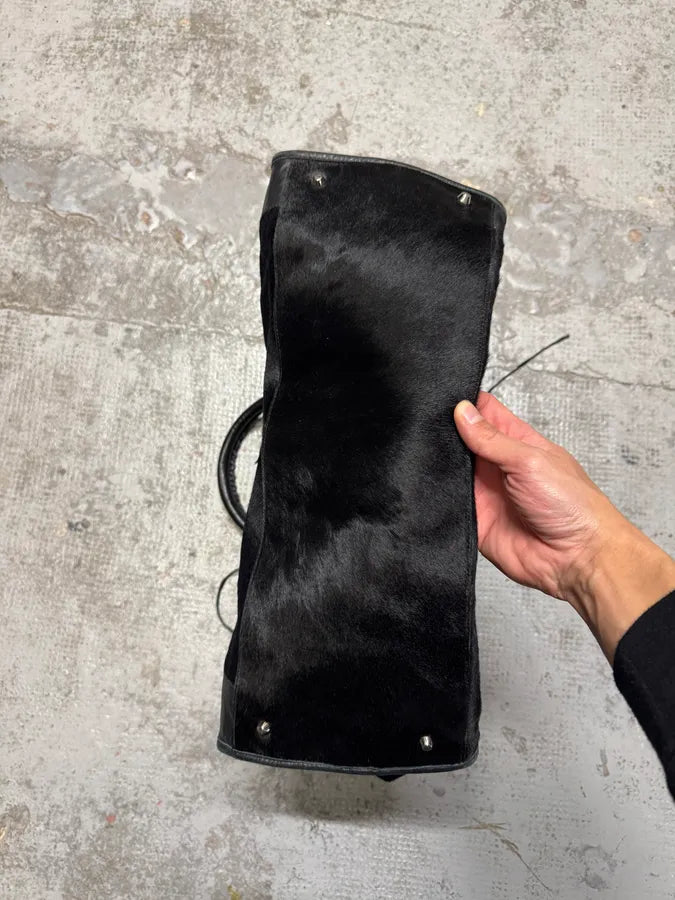 SS2006 Balenciaga City Black Pony Hair Leather Handle Bag ICzCcVV 5