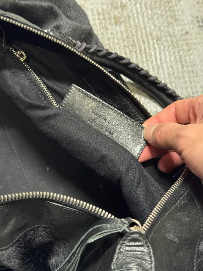 SS2006 Balenciaga City Black Pony Hair Leather Handle Bag ICzCcVV 8