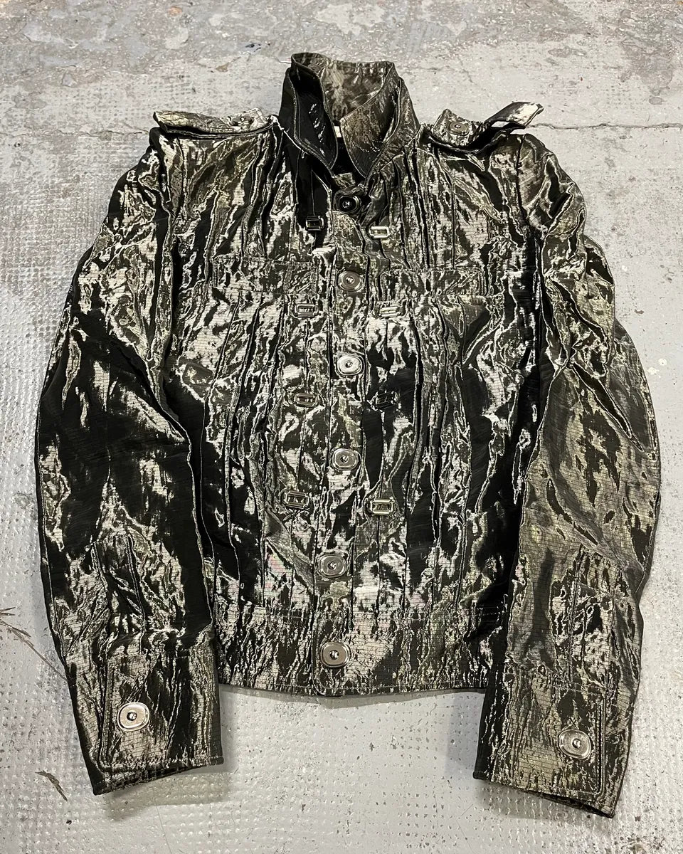 SS2007 Balenciaga Grey Nylon Metallic Jacket zMKncwN 0