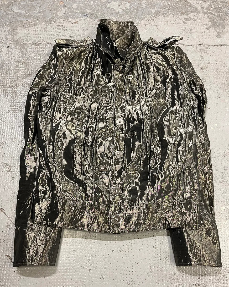 SS2007 Balenciaga Grey Nylon Metallic Jacket zMKncwN 4