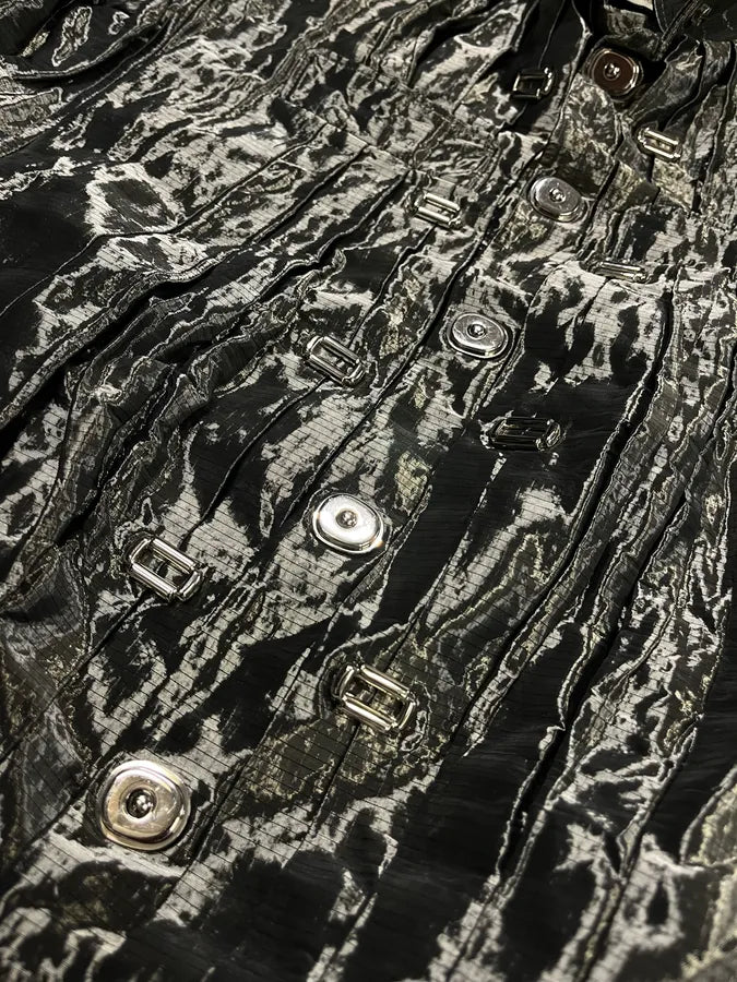 SS2007 Balenciaga Grey Nylon Metallic Jacket zMKncwN 7