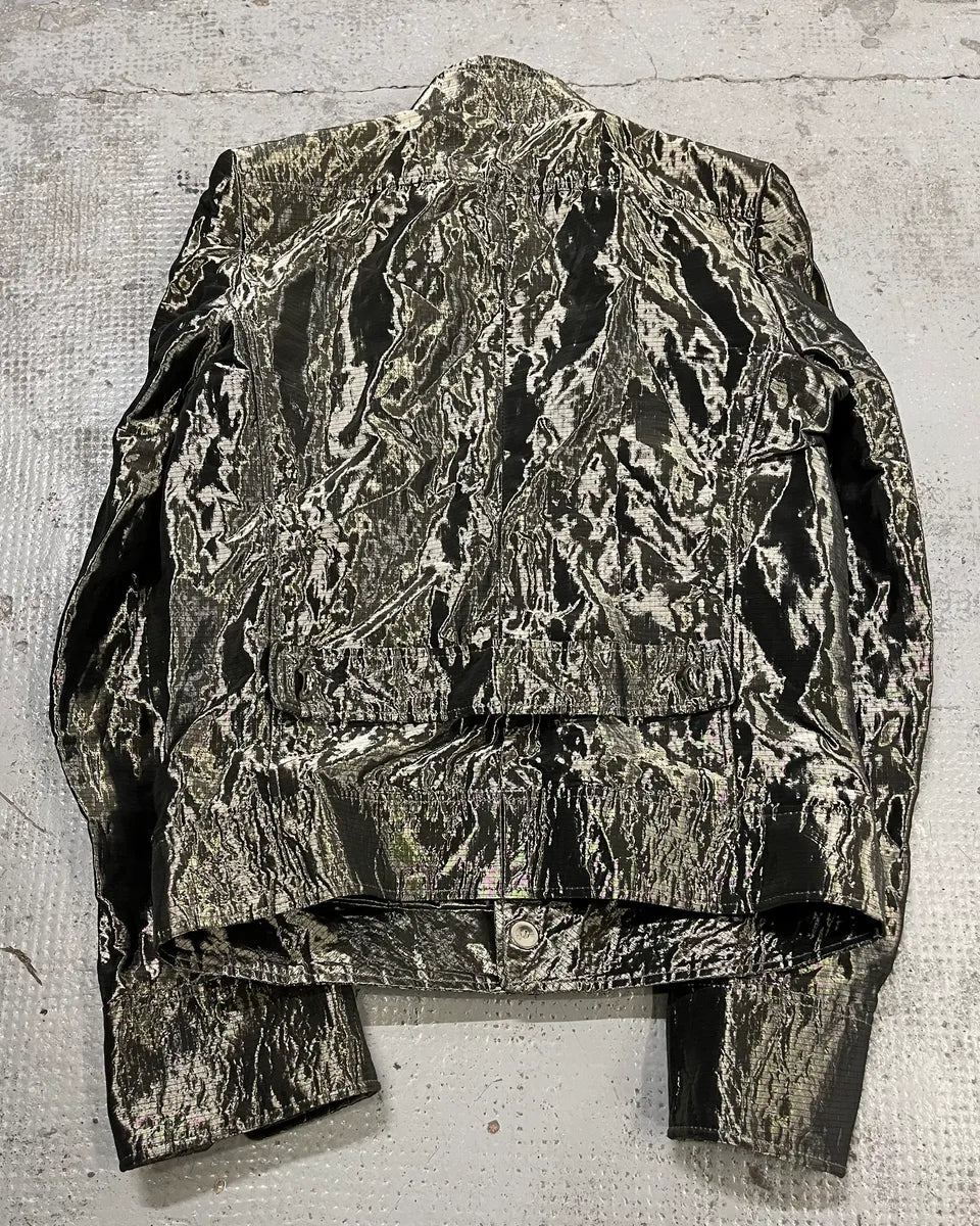 SS2007 Balenciaga Grey Nylon Metallic Jacket zMKncwN 8