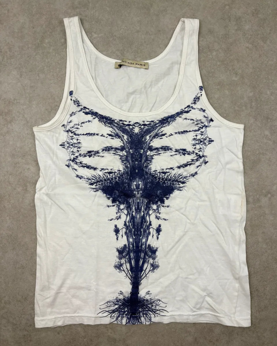 SS2006 Balenciaga White Tree of Life Tank-Top by Nicolas Ghesquière HKdzJBK 2