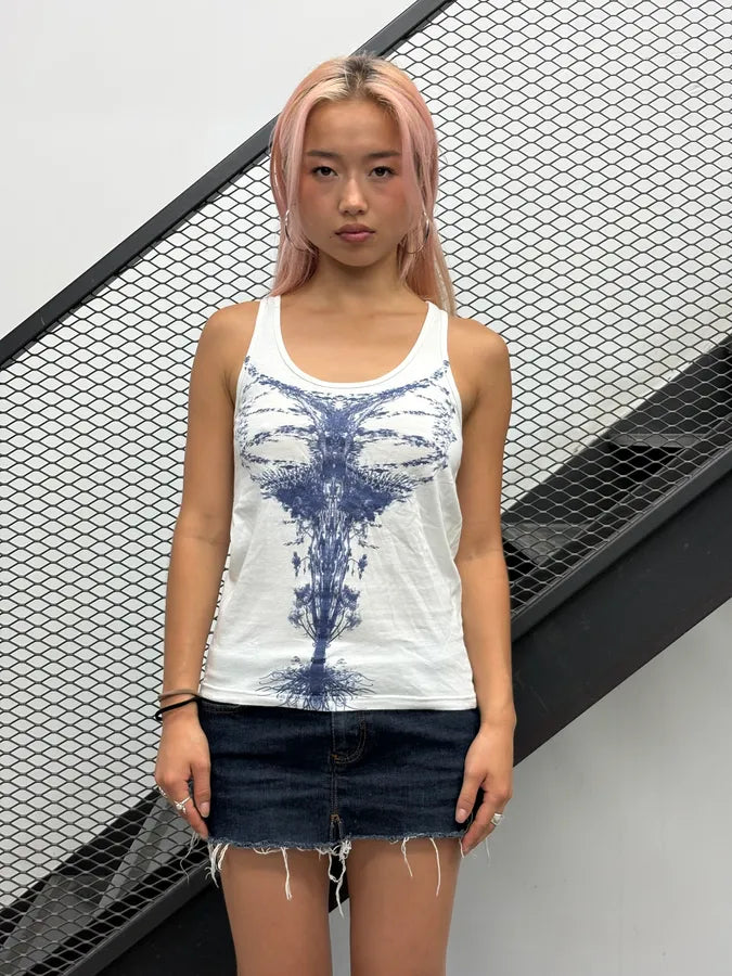 SS2006 Balenciaga White Tree of Life Tank-Top by Nicolas Ghesquière HKdzJBK 0