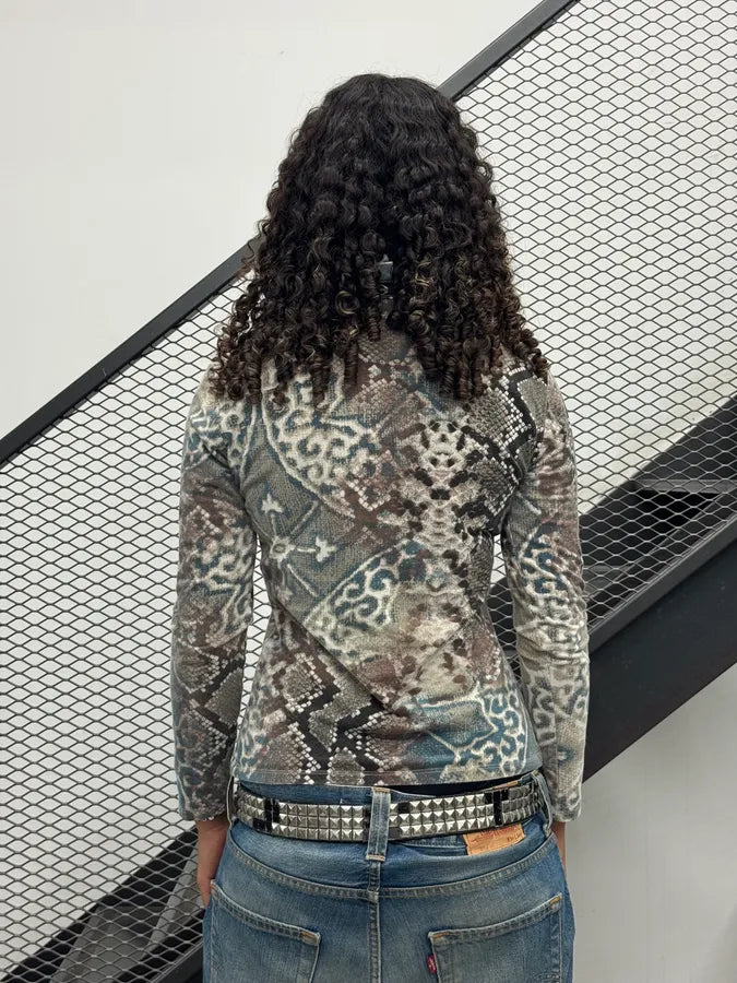SS2006 Cavalli Animal Mosaic Arabic Grey Longsleeve mpcvpZi 2