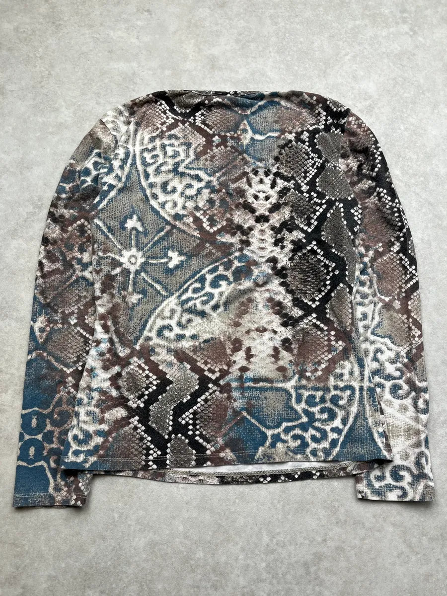 SS2006 Cavalli Animal Mosaic Arabic Grey Longsleeve mpcvpZi 6
