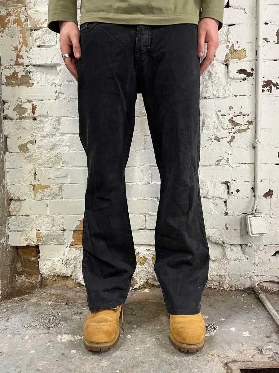 SS2006 Cavalli Black Cozy Straight Denim Jeans ccQPyOK 1